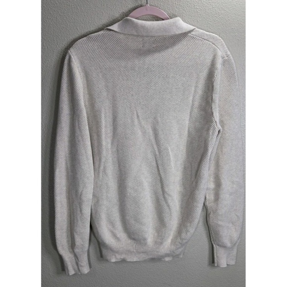 J.Crew 100% Cotton Waffle‎ Knit Collared Sweater Cream Size Small - Picture 2 of 6